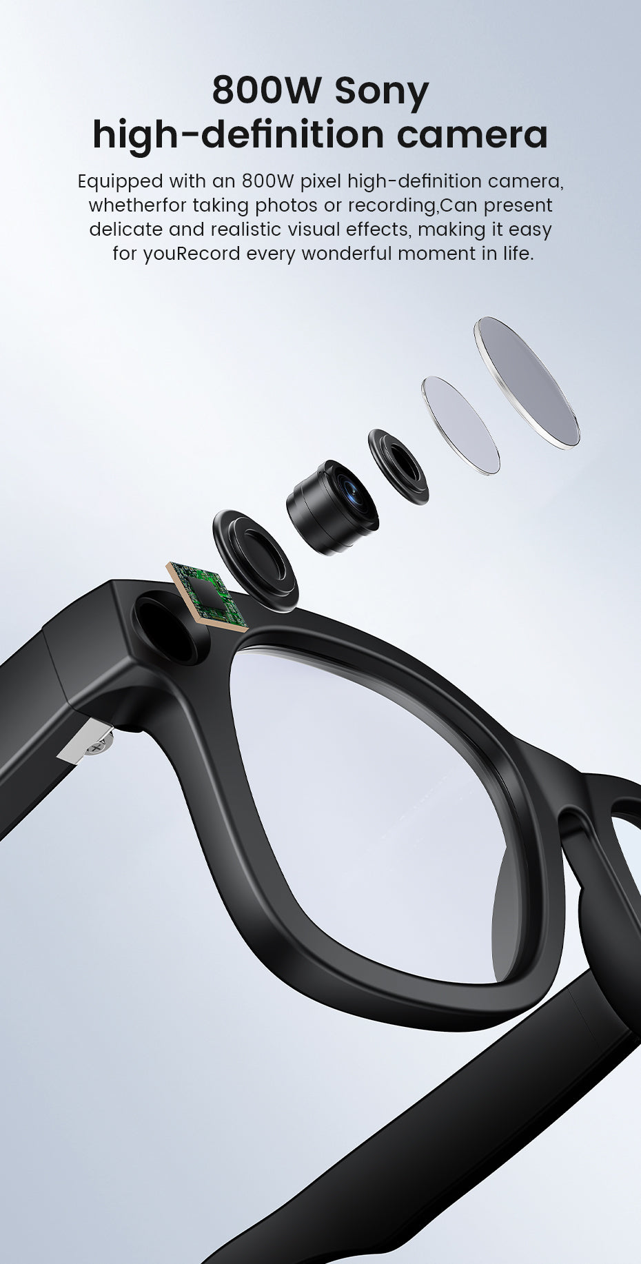 [GOLD] CyanVue AI Smart Glasses – 8MP Camera Glasses with Music & Call Features