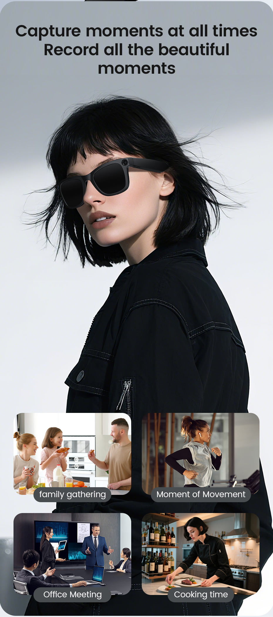 [GOLD] CyanVue AI Smart Glasses – 8MP Camera Glasses with Music & Call Features