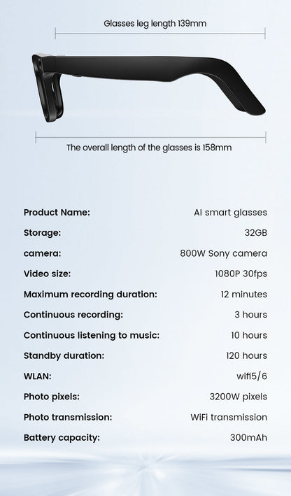 [GOLD] CyanVue AI Smart Glasses – 8MP Camera Glasses with Music & Call Features