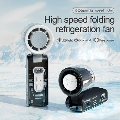 [GOLD] IceRush Turbo – Handheld Fan with Instant Cooling Plate & LED Light