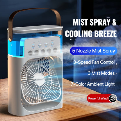 [GOLD] ChillBreeze Pro – Personal Cooling Fan with Adjustable Mist & Ambient Light