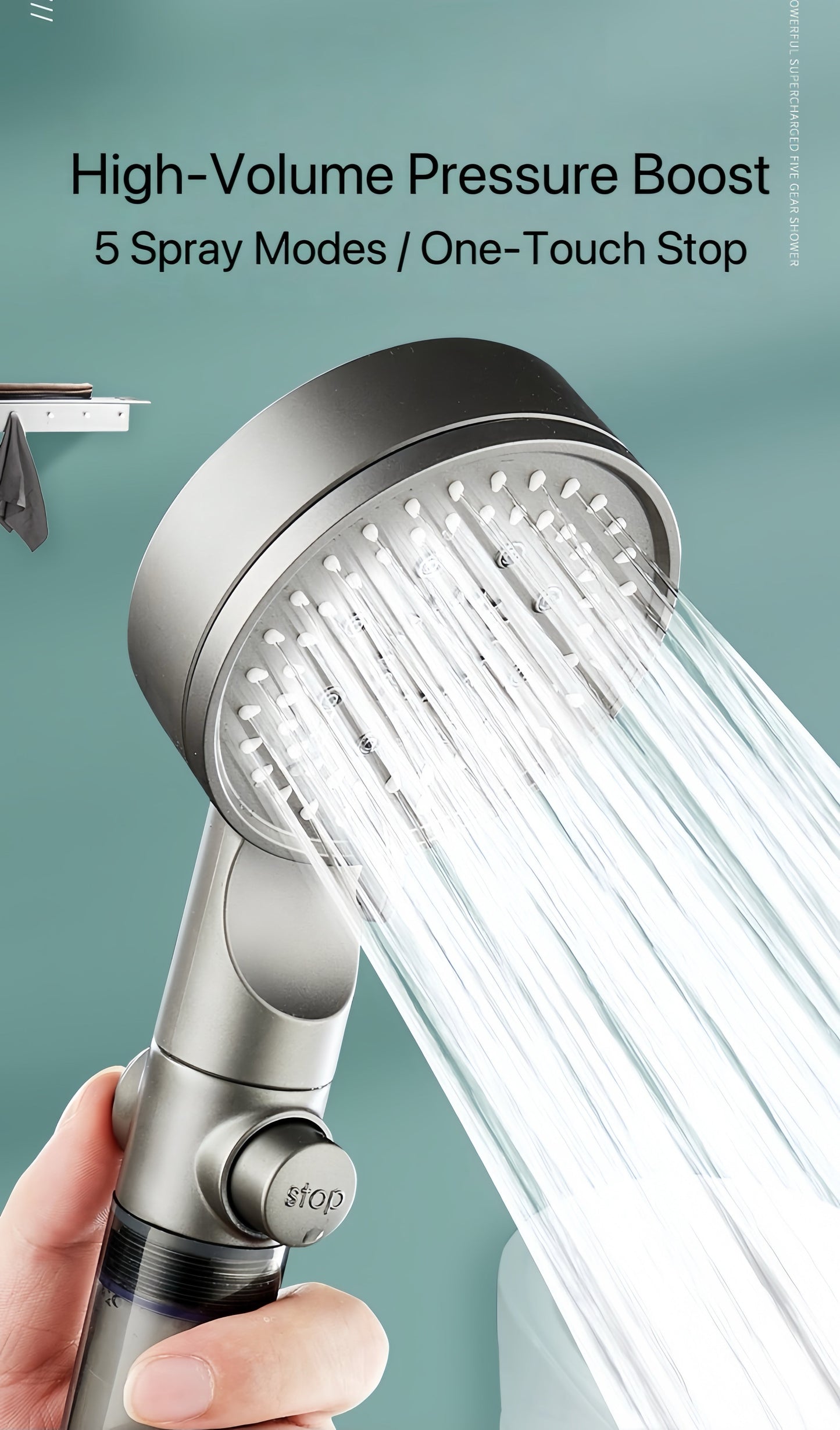 [GOLD] HydroBoost High Pressure 5-Mode Filtered Shower Head