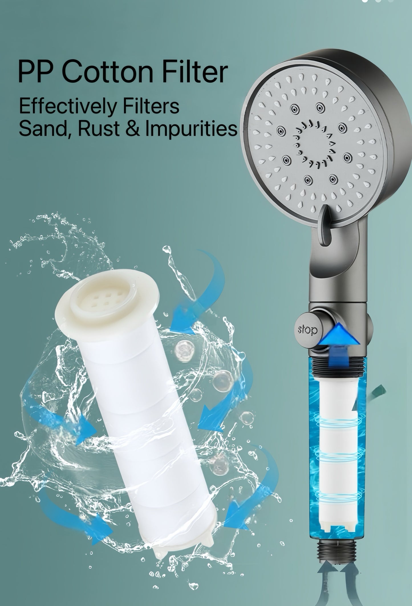 [GOLD] HydroBoost High Pressure 5-Mode Filtered Shower Head