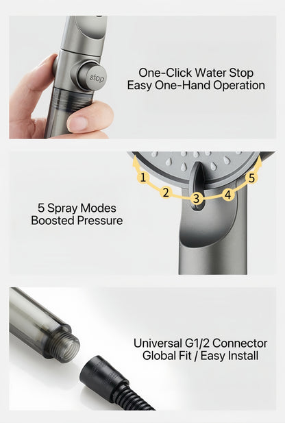 [GOLD] HydroBoost High Pressure 5-Mode Filtered Shower Head